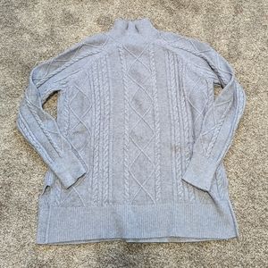 Grey Cable Knit Sweater with Turtle Neck Small
